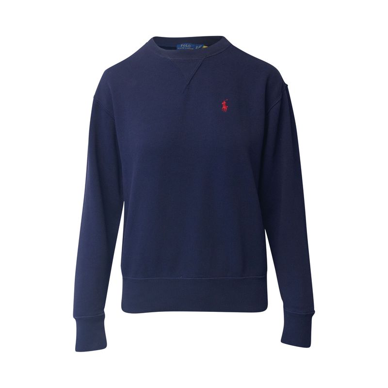 Polo Ralph Lauren Embroidered Logo Sweatshirt In Navy Blue Cotton